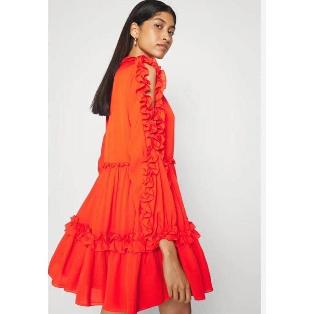 La Redoute X Dice Kayek Womens Ruffled Tiered Dress red/ 38 US 8/NWT $3505. #W